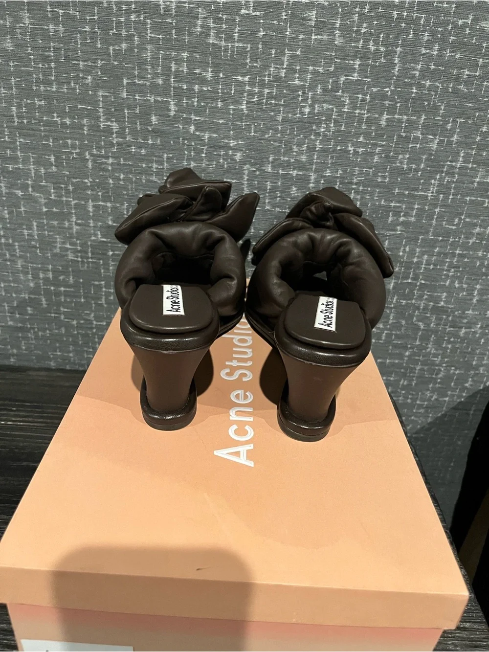 NIB Acne Studios Leather Rose wedge mules slides shoes chocolate brown 8
